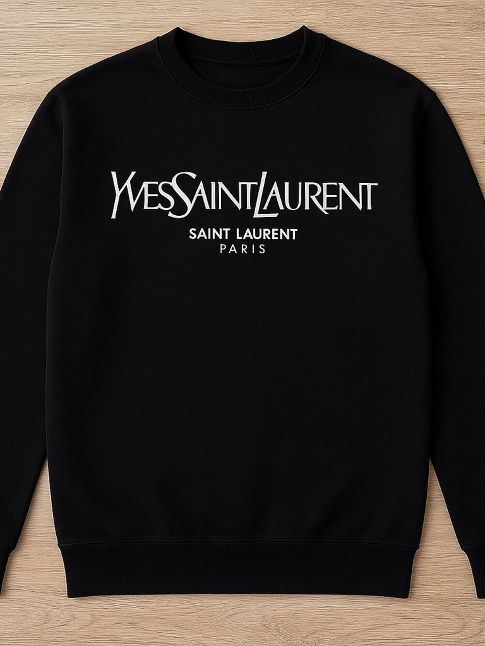 Yves Saint Laurent Paris Sweatshirt Black Crewneck Pullover